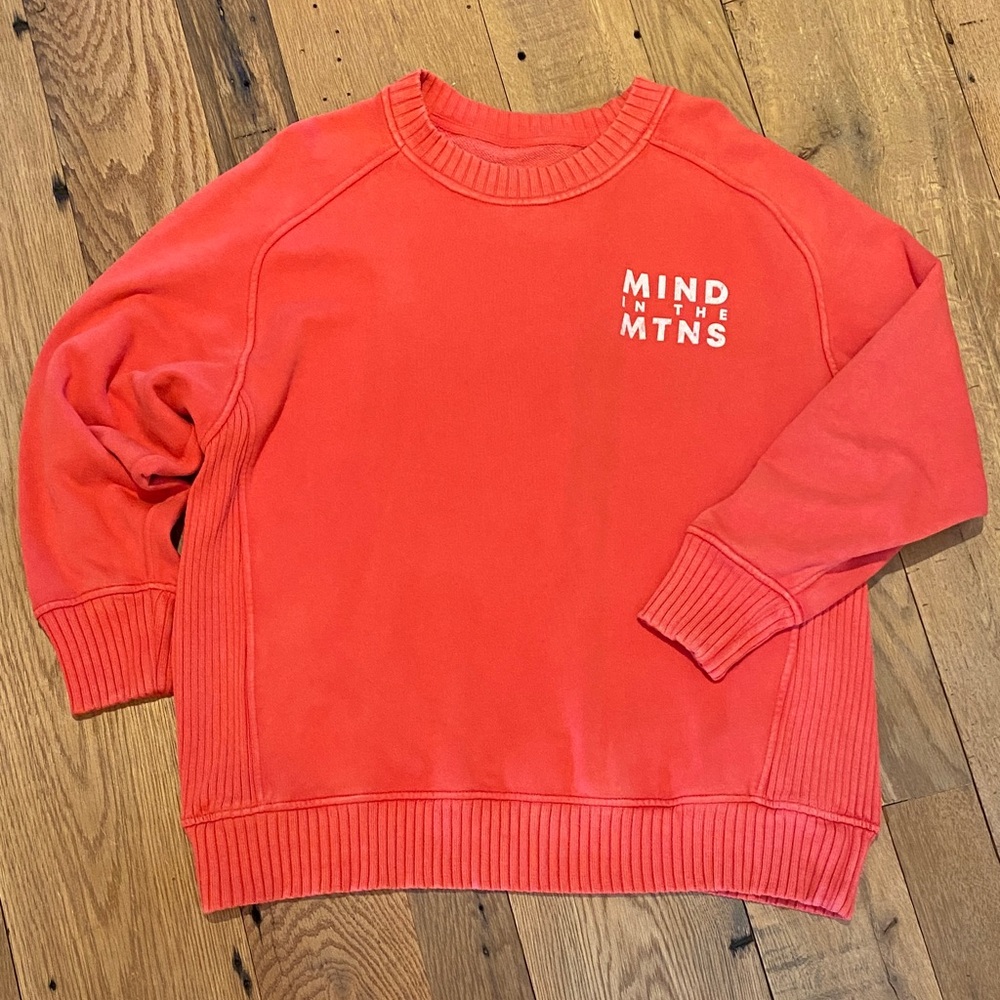 Aerie Terry Toweling Oversized Crew Sweatshirt Orange Mind in the MNTS SMALL ‘22 - Picture 1 of 11